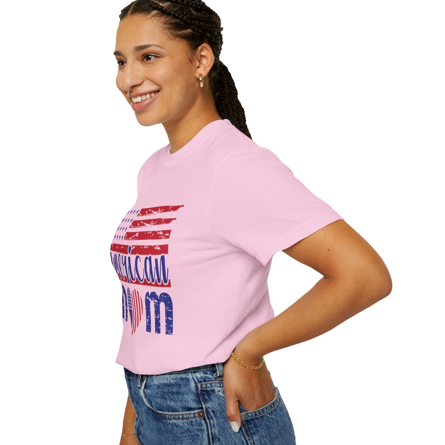 American Mom Garment-Dyed T-Shirt - Patriotic Tee for Moms