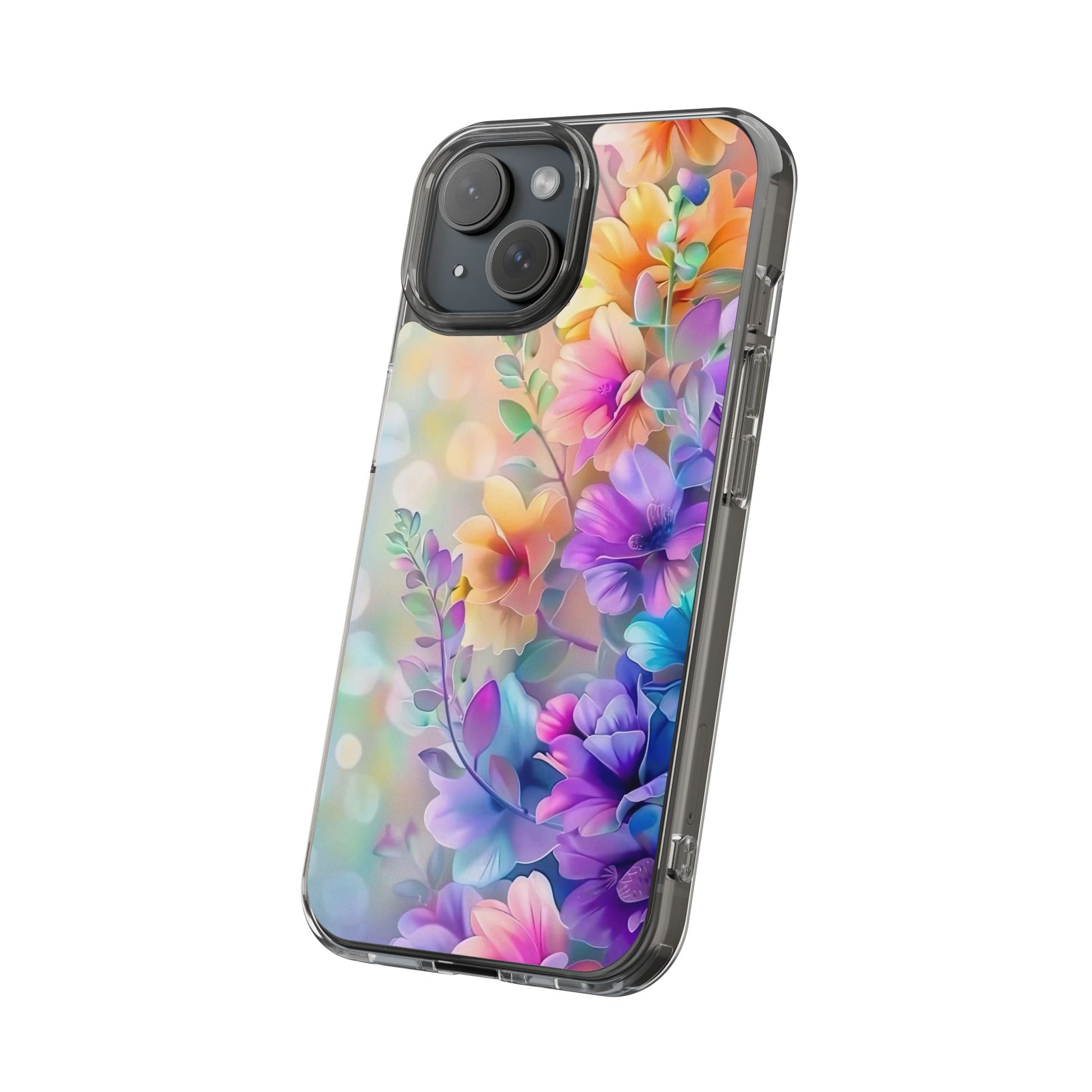 Floral Clear Phone Case -  Colorful Spring Design