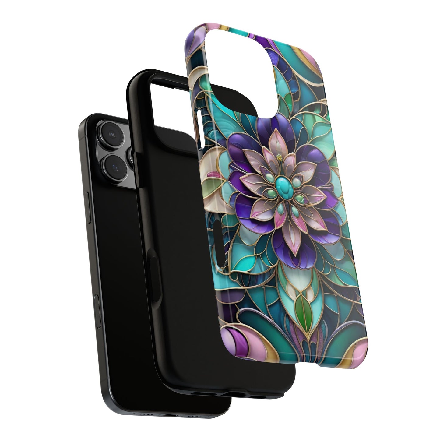 Floral Stained Glass Tough Phone Case -Stylish Protection for Your Device