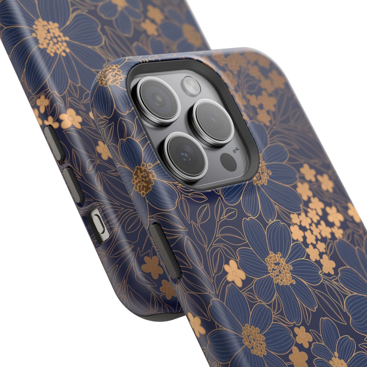 Luxury Serial Magnetic Phone Case, Golden Floral