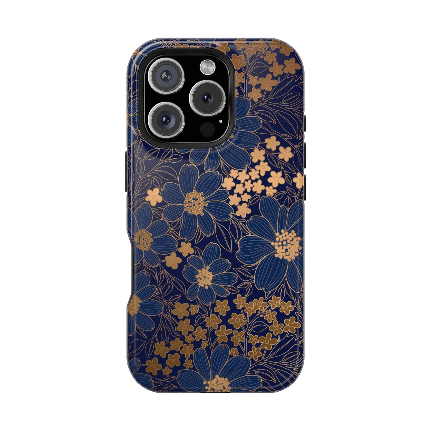 Luxury Serial Magnetic Phone Case, Golden Floral