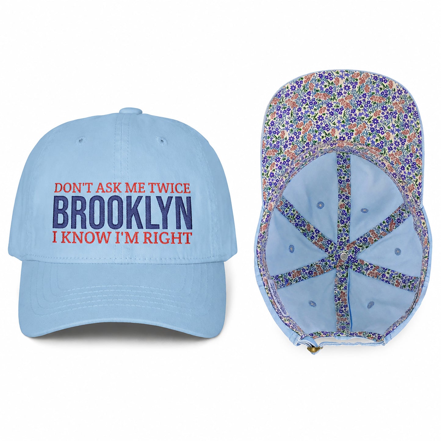 Custom Embroidery Women’s Pigment-Dyed Baseball Cap with Fashion Undervisor