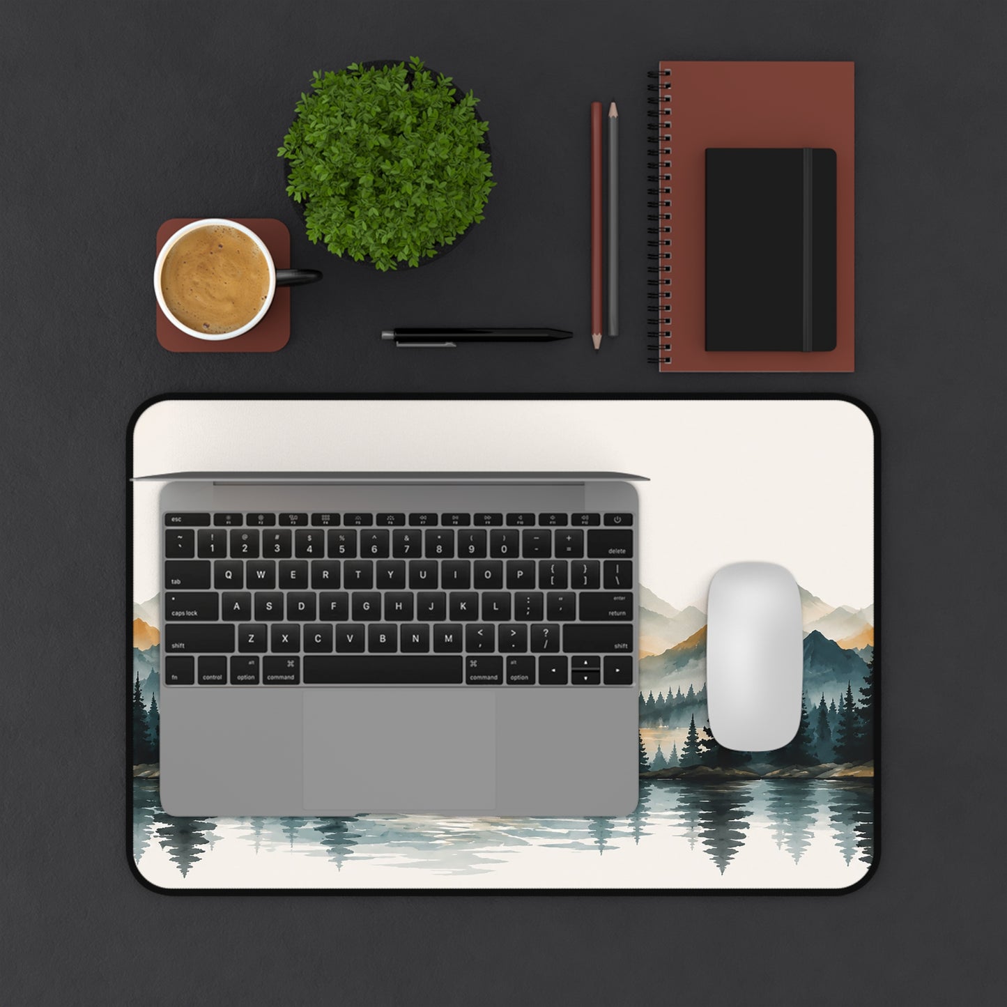 Mountain Sunrise Desk Mat — Scenic Lake Landscape Mouse Pad