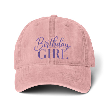 Birthday Girl Women’s Pigment-Dyed Cap – Embroidered Vintage Baseball Hat