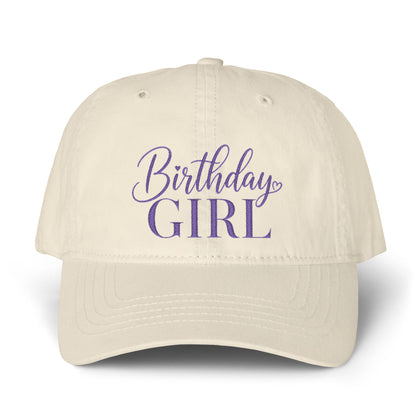 Birthday Girl Women’s Pigment-Dyed Cap – Embroidered Vintage Baseball Hat