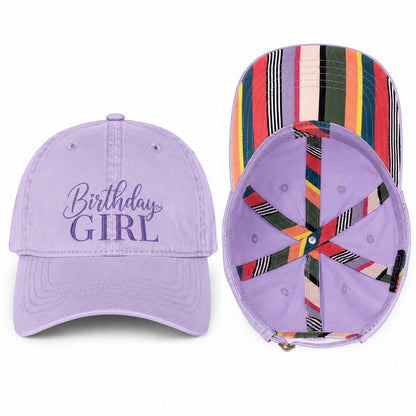 Birthday Girl Women’s Pigment-Dyed Cap – Embroidered Vintage Baseball Hat