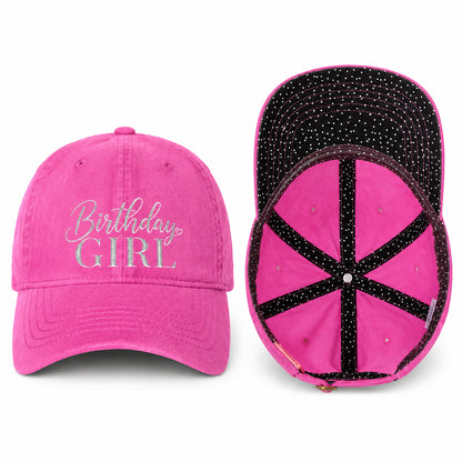 Birthday Girl Women’s Pigment-Dyed Cap – Embroidered Vintage Baseball Hat
