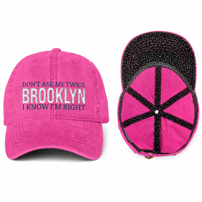 Custom Embroidery Women’s Pigment-Dyed Baseball Cap with Fashion Undervisor