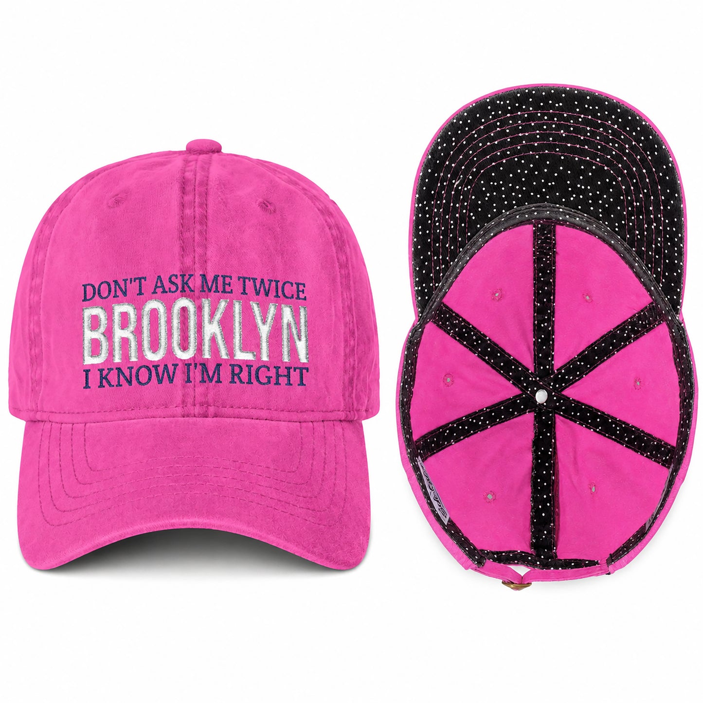 Custom Embroidery Women’s Pigment-Dyed Baseball Cap with Fashion Undervisor