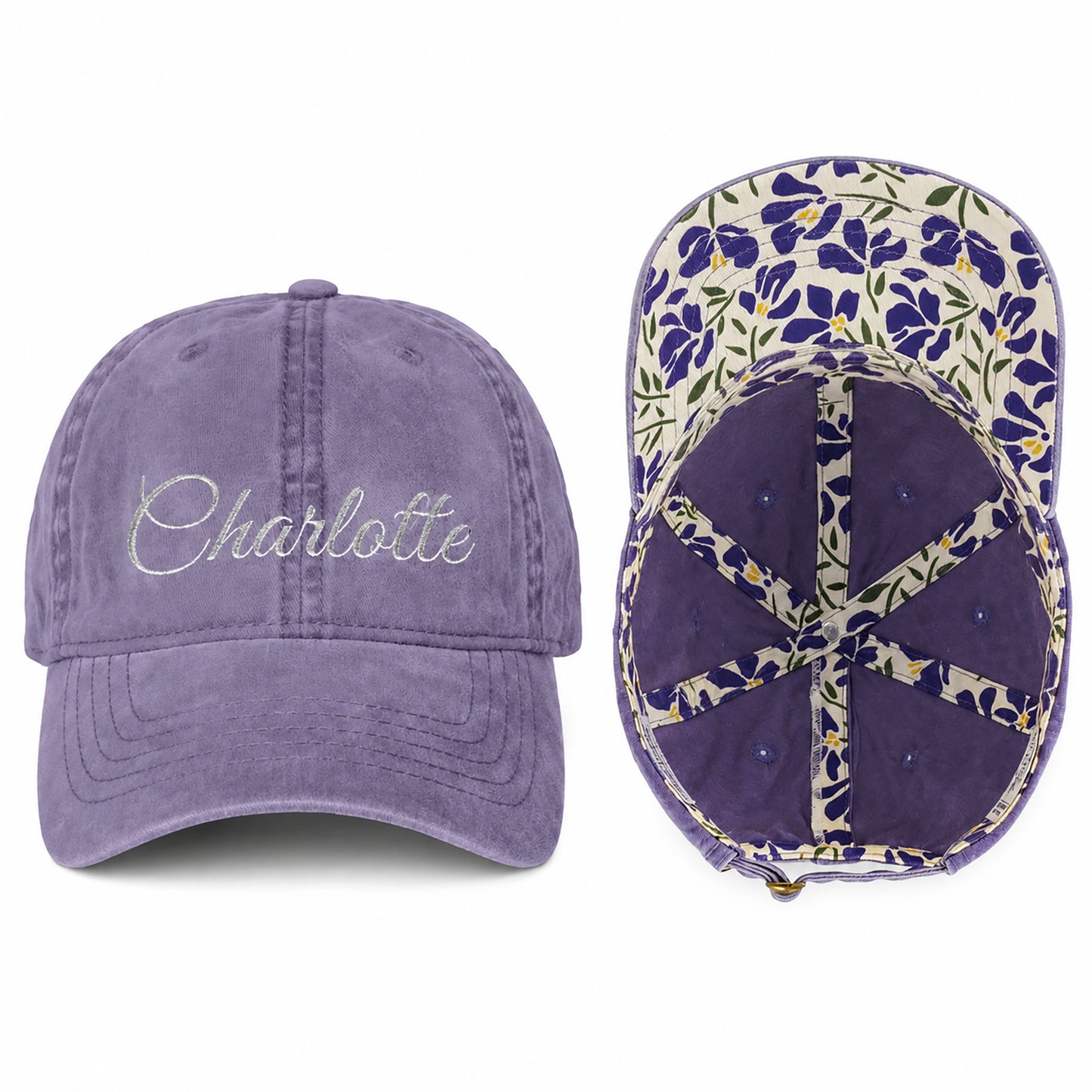Custom Embroidery Women’s Pigment-Dyed Baseball Cap with Fashion Undervisor
