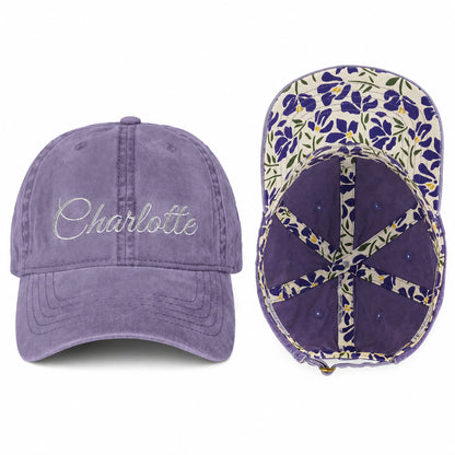 Custom Embroidery Women’s Pigment-Dyed Baseball Cap with Fashion Undervisor