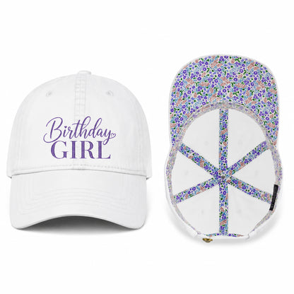 Birthday Girl Women’s Pigment-Dyed Cap – Embroidered Vintage Baseball Hat