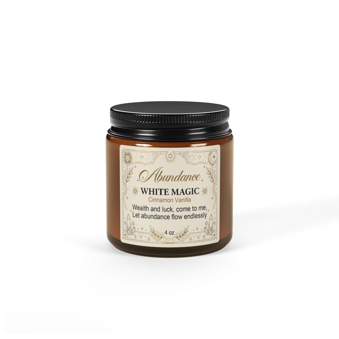 White Magic Abundance Scented Soy Candle — Amber Jar