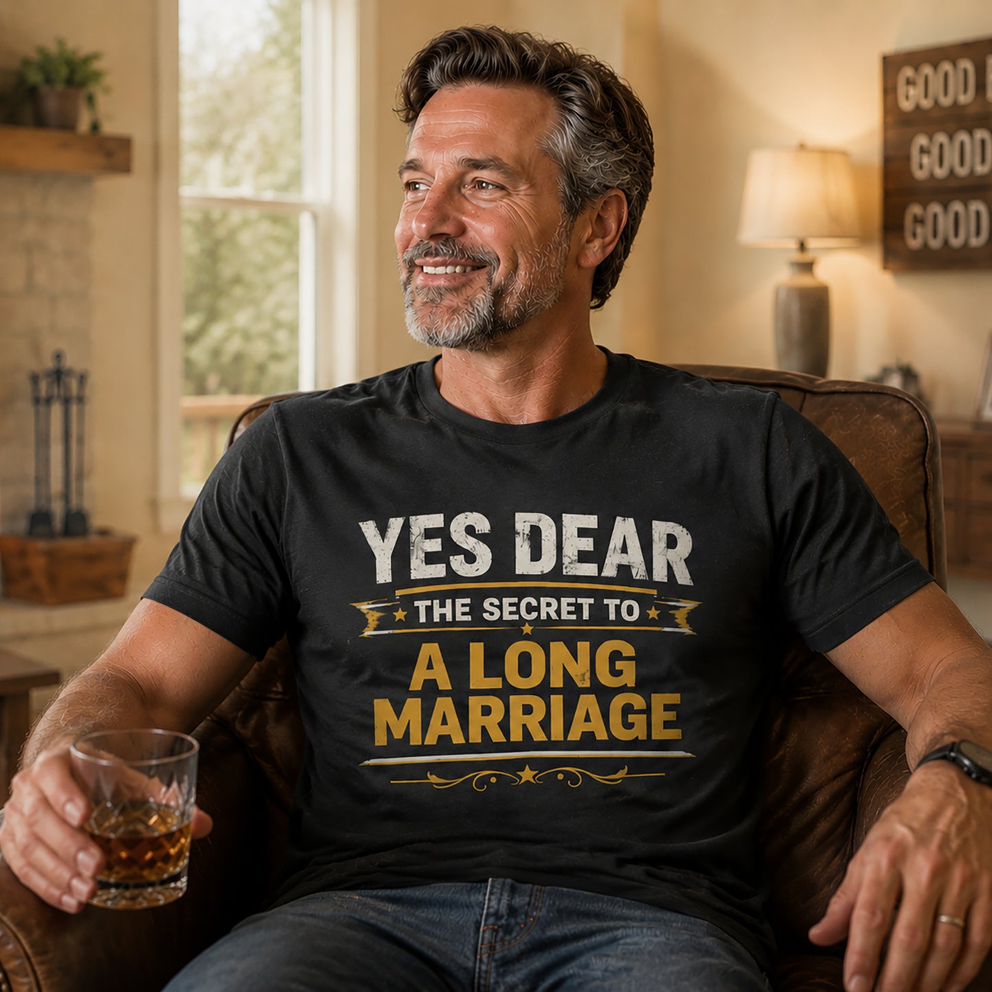 Marriage Humor T‑Shirt — "Yes Dear The Secret to a Long Marriage" Tee