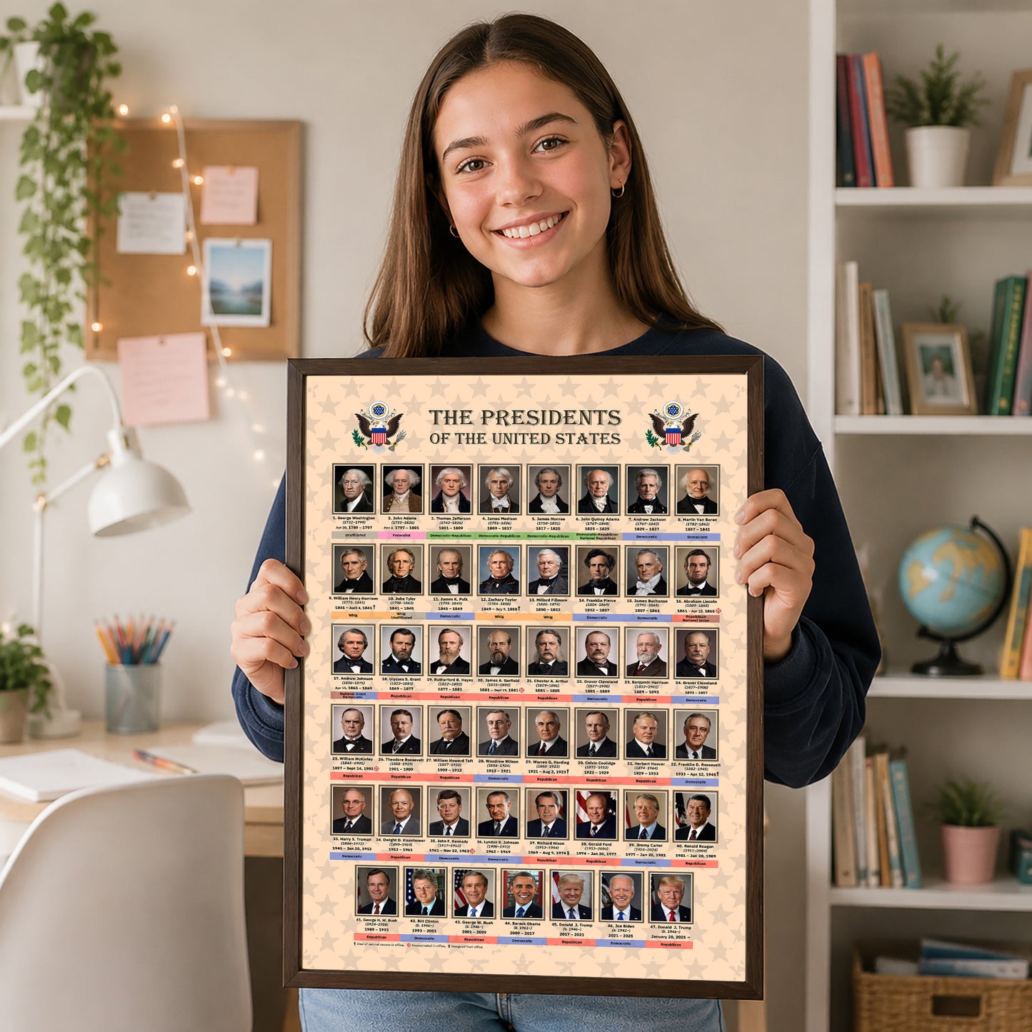 U.S. Presidents Timeline Poster - Historical Portraits & American History Wall Art