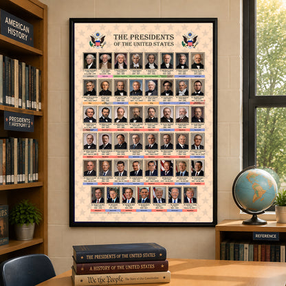 U.S. Presidents Timeline Poster - Historical Portraits & American History Wall Art
