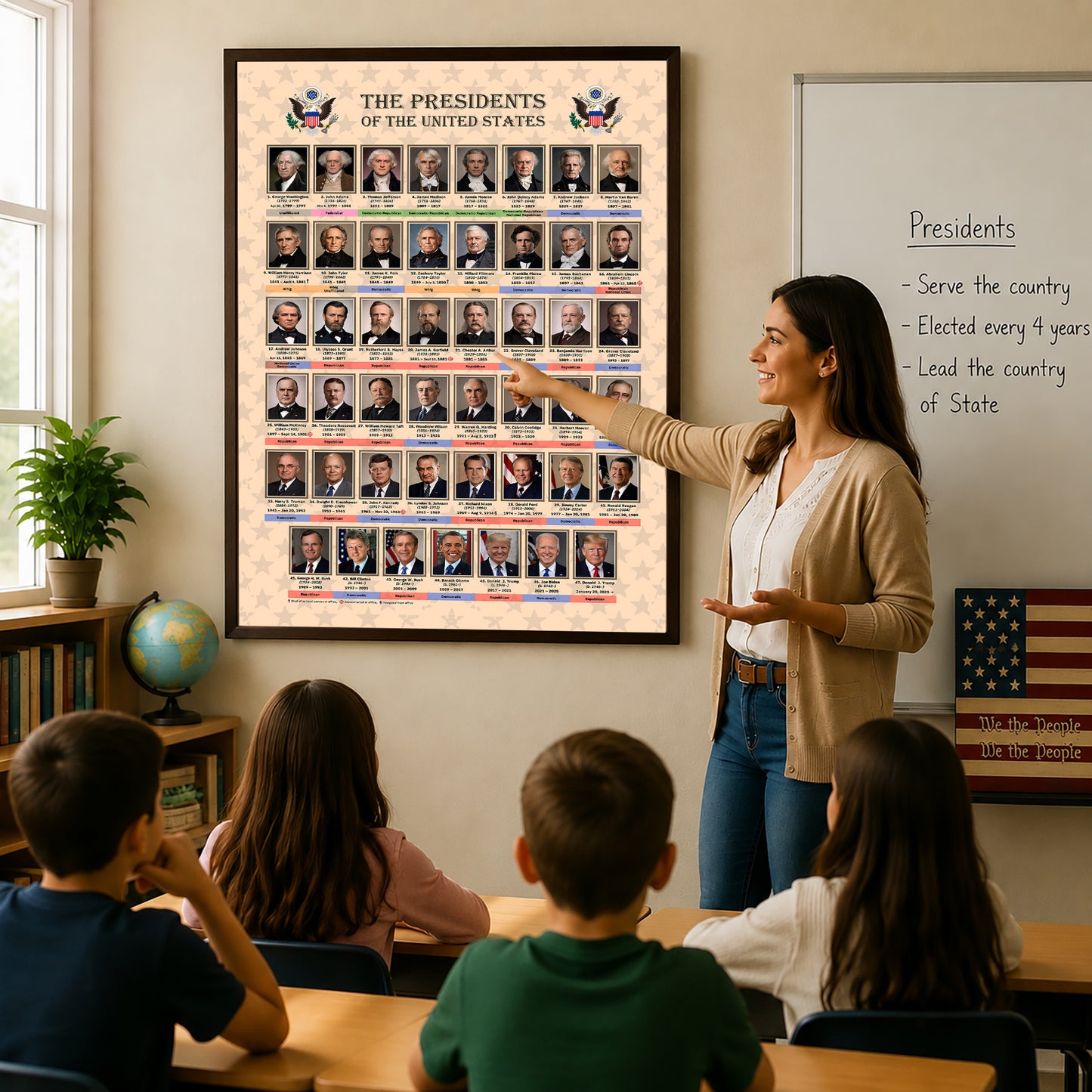U.S. Presidents Timeline Poster - Historical Portraits & American History Wall Art