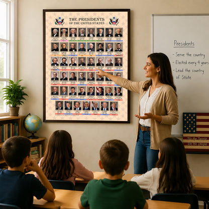 U.S. Presidents Timeline Poster - Historical Portraits & American History Wall Art