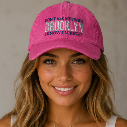 Custom Embroidery Women’s Pigment-Dyed Baseball Cap with Fashion Undervisor
