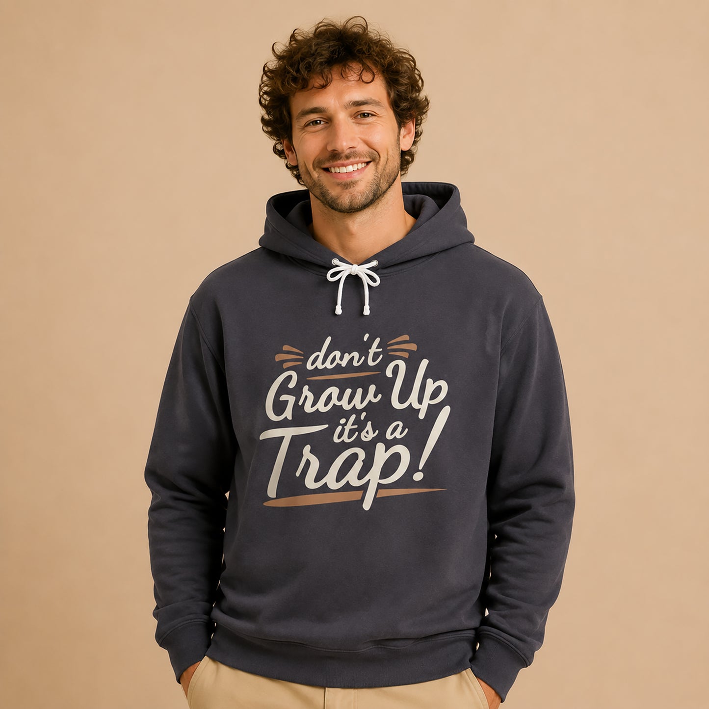Don't Grow Up It's a Trap! Unisex Lightweight Hooded Sweatshirt, Fun Gift for Adults