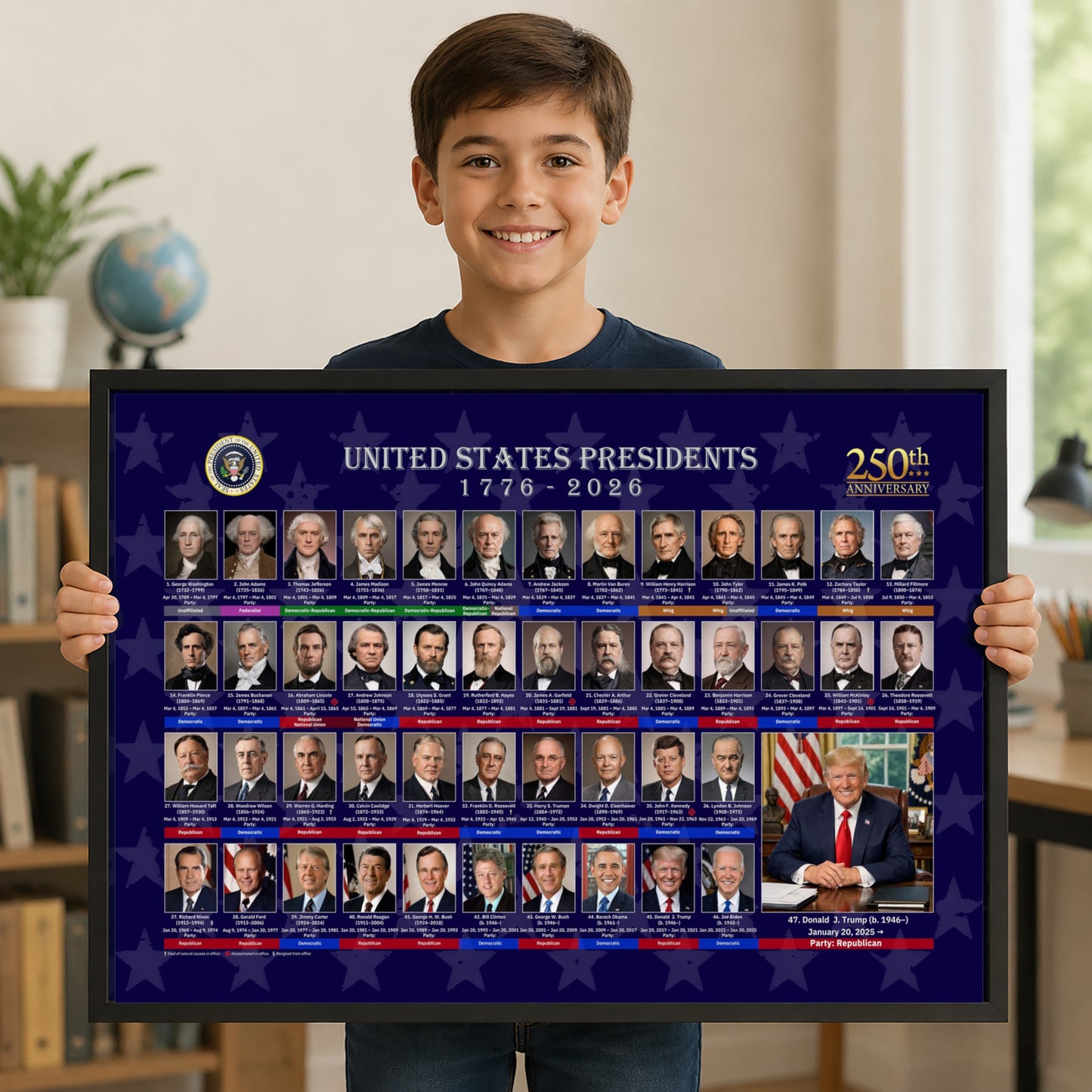 U.S. Presidents Timeline Poster - Historical Portraits & American History Wall Art