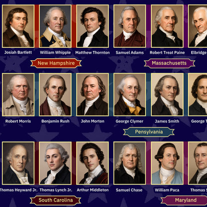 Founding Fathers 56 Signers Poster - Declaration of Independence Historical Wall Art
