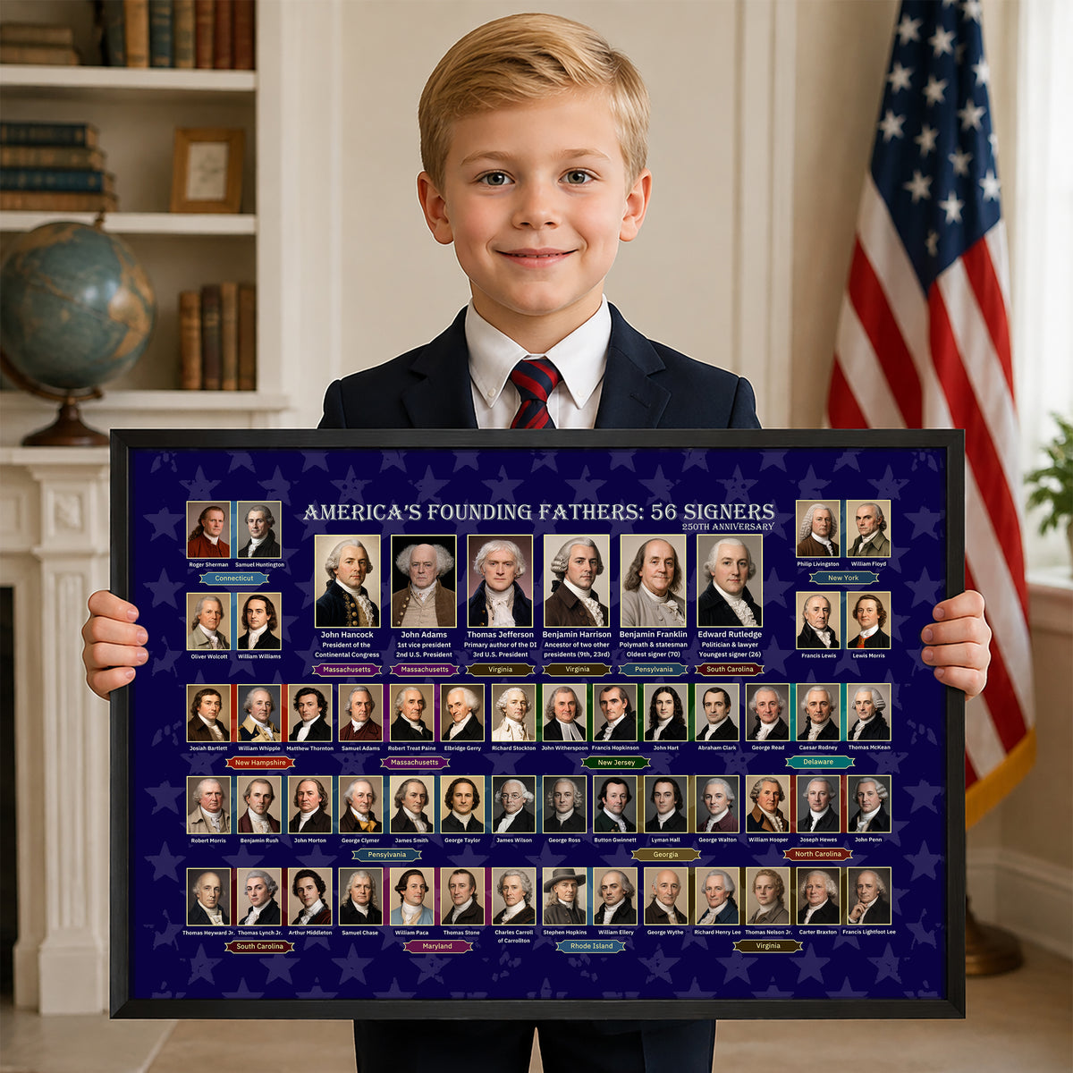 Founding Fathers 56 Signers Poster - Declaration of Independence Historical Wall Art