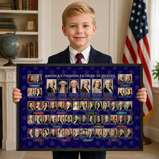 Founding Fathers 56 Signers Poster - Declaration of Independence Historical Wall Art