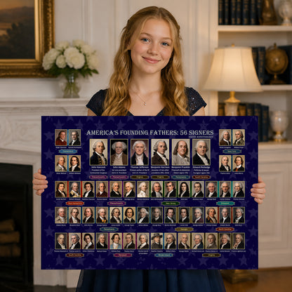Founding Fathers 56 Signers Poster - Declaration of Independence Historical Wall Art