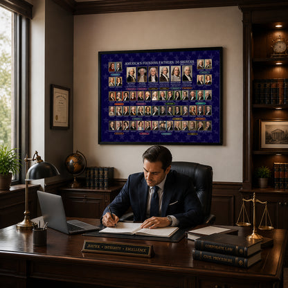 Founding Fathers 56 Signers Poster - Declaration of Independence Historical Wall Art