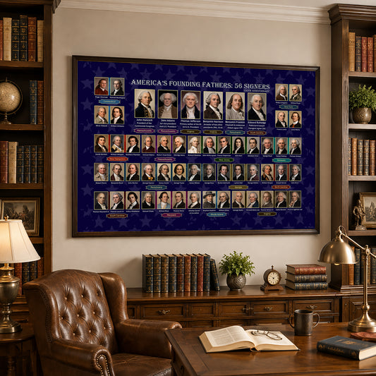 Founding Fathers 56 Signers Poster - Declaration of Independence Historical Wall Art
