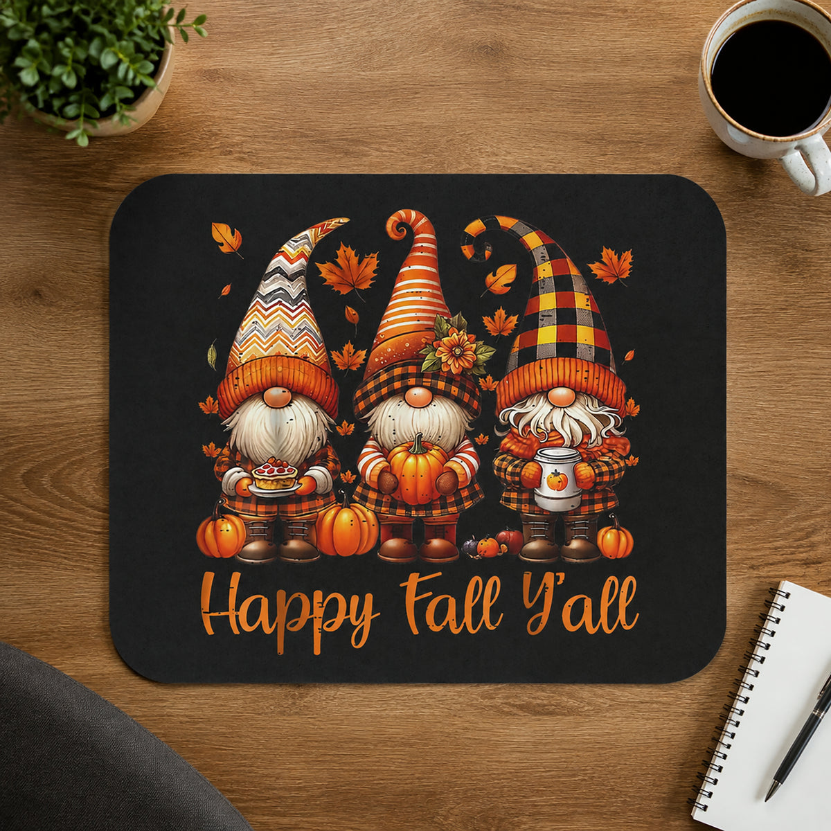 Fall Gnome Mouse Pad, Cozy Desk Decor, Happy Fall Y'all
