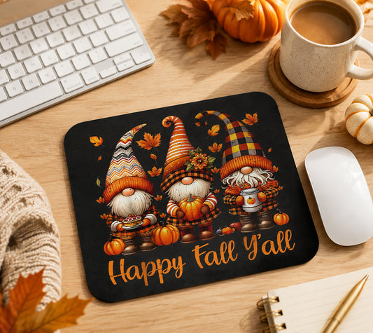 Fall Gnome Mouse Pad, Cozy Desk Decor, Happy Fall Y'all