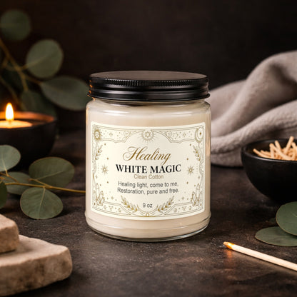 Healing White Magic Scented Soy Candle  –  9 oz
