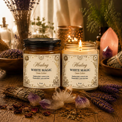 White Magic Healing Scented Soy Candle - Amber Jar