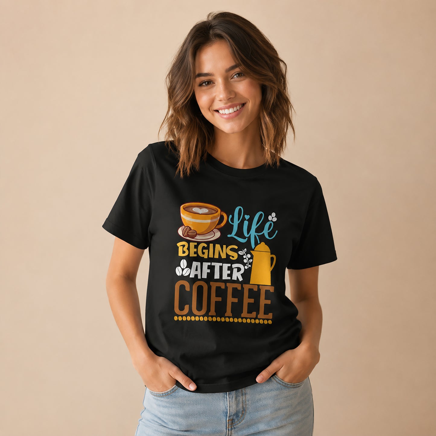 Coffee Lovers Women’s Maple Tee - Life Begins After Coffee Shirt