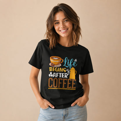 Coffee Lovers Women’s Maple Tee - Life Begins After Coffee Shirt