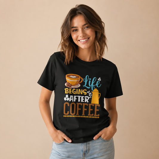 Coffee Lovers Women’s Maple Tee - Life Begins After Coffee Shirt