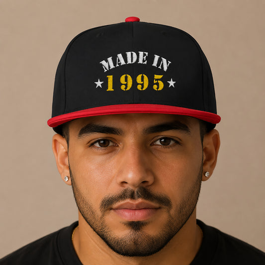 Custom Embroidered Flat Bill Cap – "Born in..." Birthday Hat