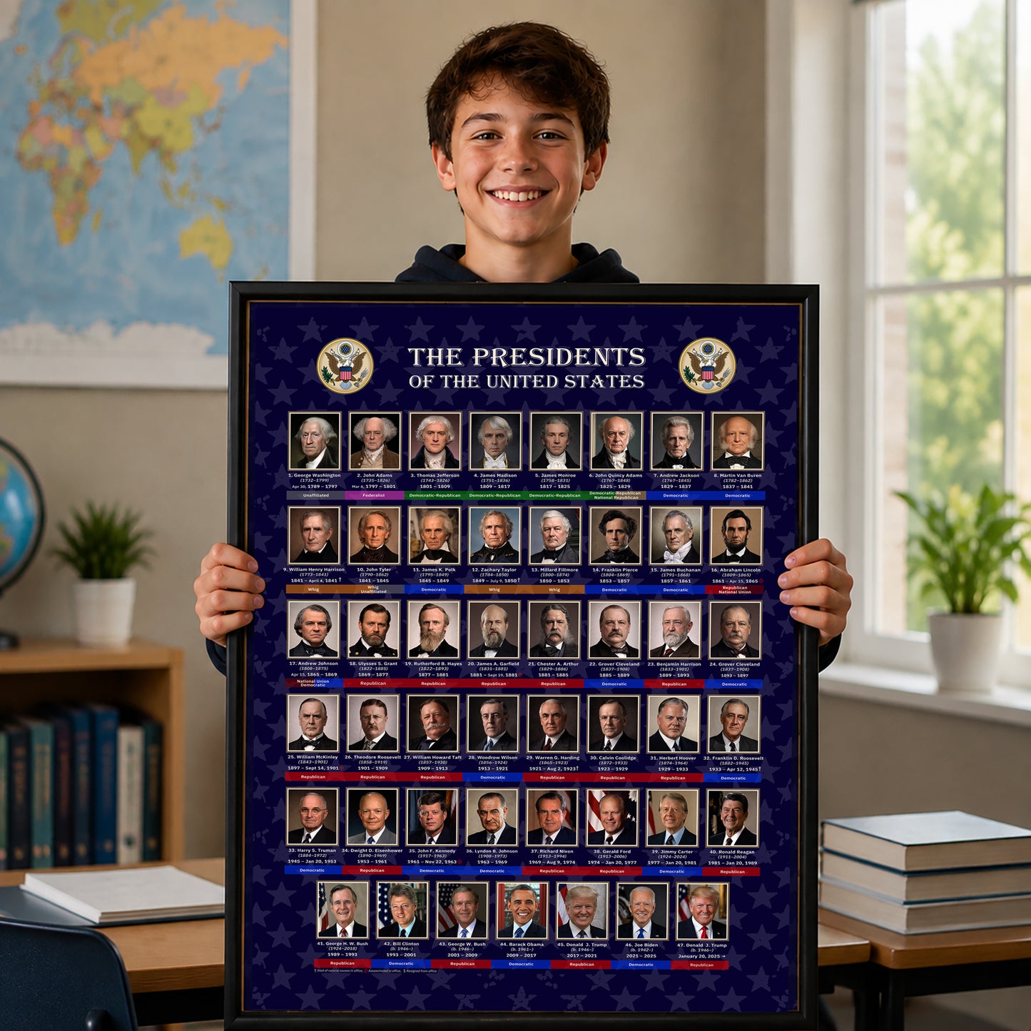 U.S. Presidents Timeline Poster - Historical Portraits & American History Wall Art