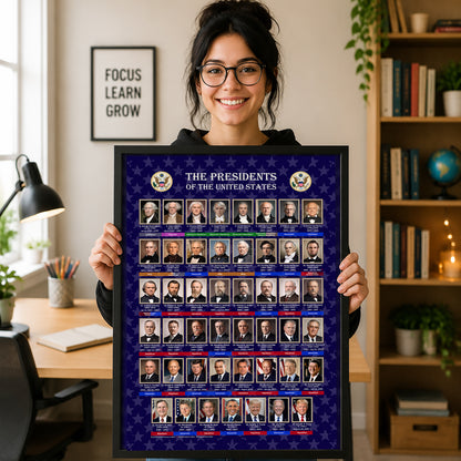 U.S. Presidents Timeline Poster - Historical Portraits & American History Wall Art