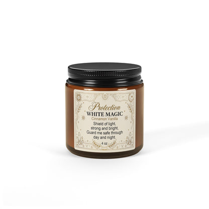 White Magic Protection Scented Soy Candle - Amber Jar