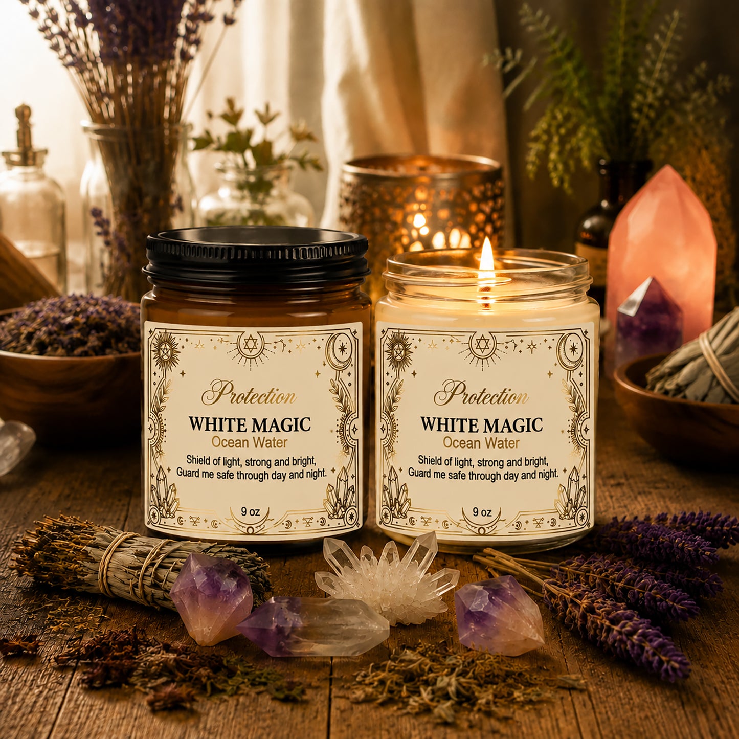 White Magic Protection Scented Soy Candle - 9 oz