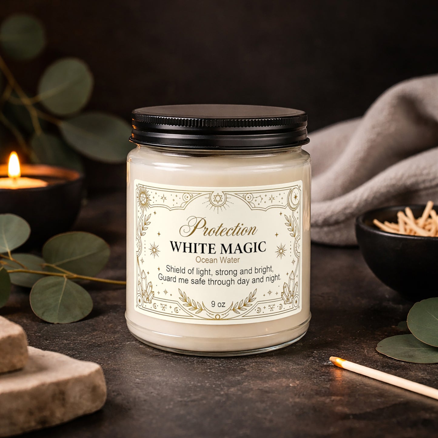White Magic Protection Scented Soy Candle - 9 oz