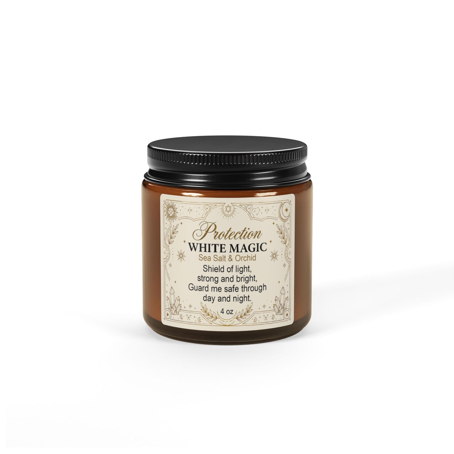 White Magic Protection Scented Soy Candle - Amber Jar
