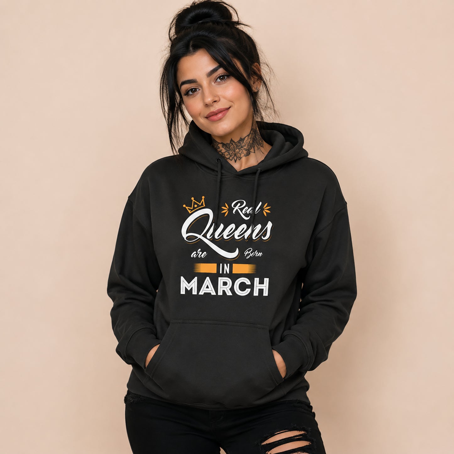Personalized Birthday Hoodie — "Real Queens are born in ..."