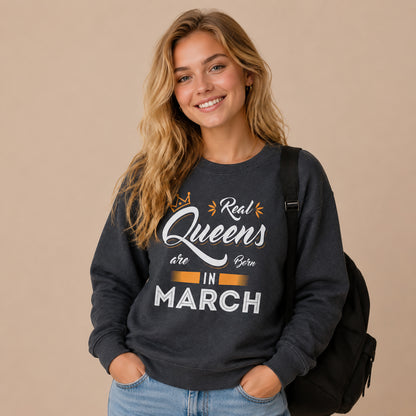 Custom Birthday Sweatshirt —"Real Queens Are Born in..." Gift for Her