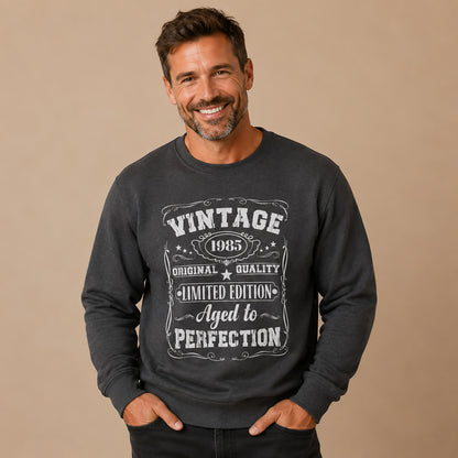 Custom Vintage Birthday Crewneck Sweatshirt — "Aged to Perfection"